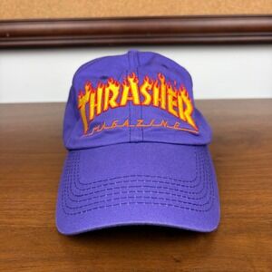 Y2K Thrasher Magazine Hat Unisex One Size Purple Flame Logo Embroidered Dad Cap